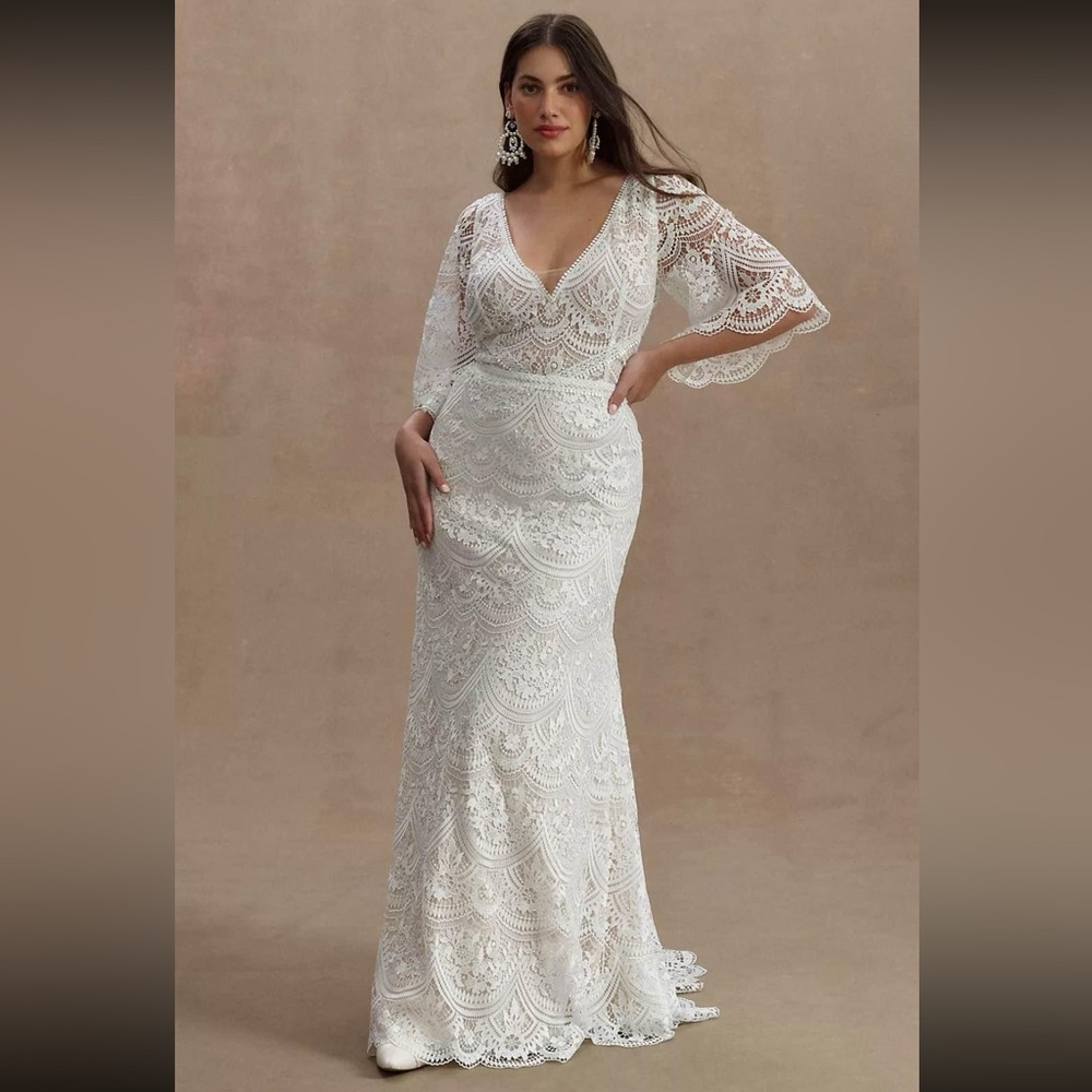 BHLDN lace wedding dress size 14
